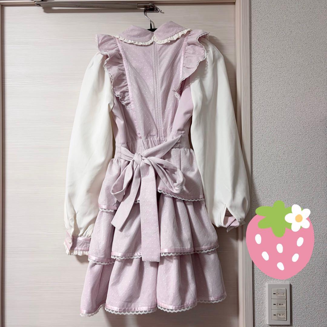 honeycinnamon ハニーシナモン リボン付きドットチュールワンピース