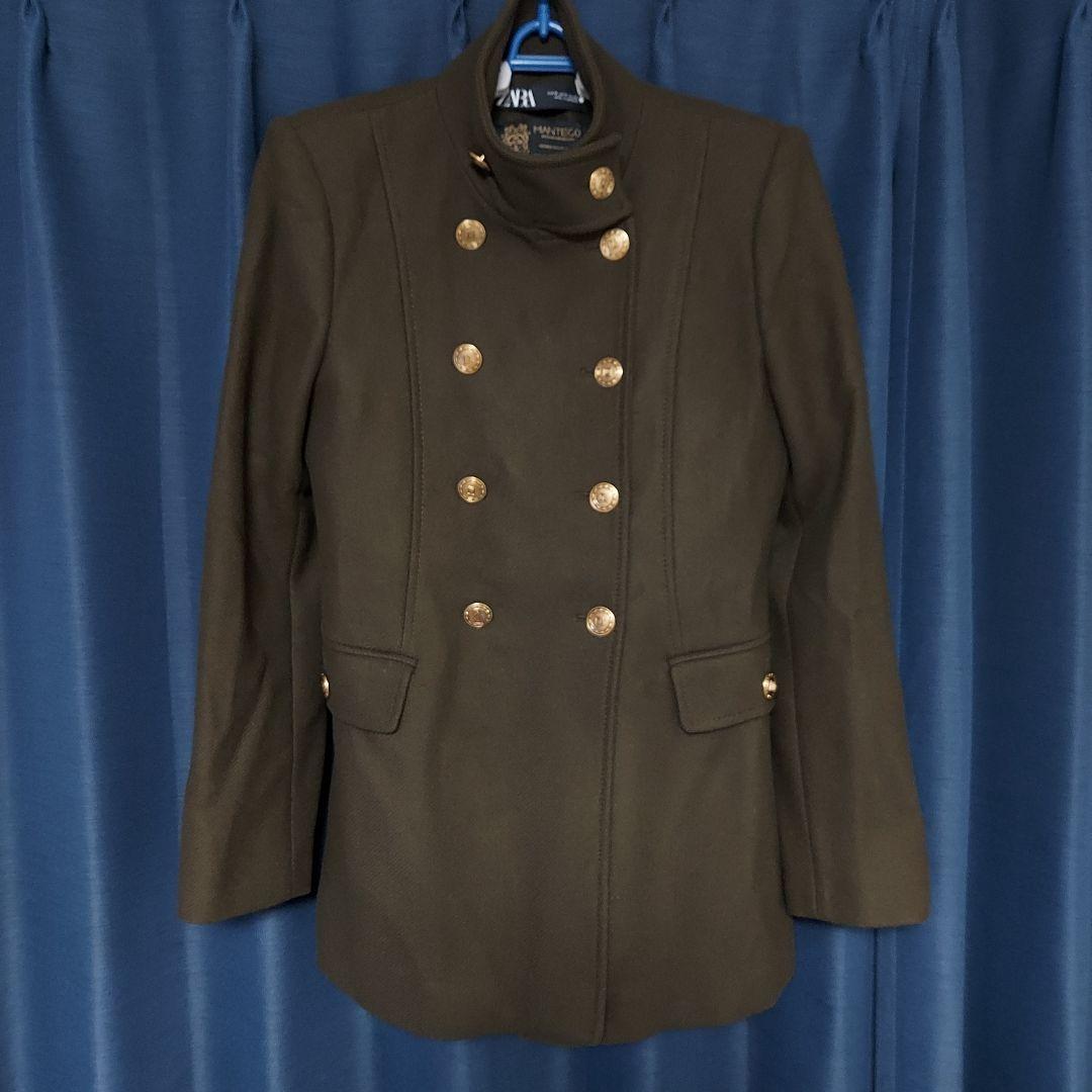 ZARA カーキ ウールナポレオンコート 加治ひとみ、ダレノガレ明美着用