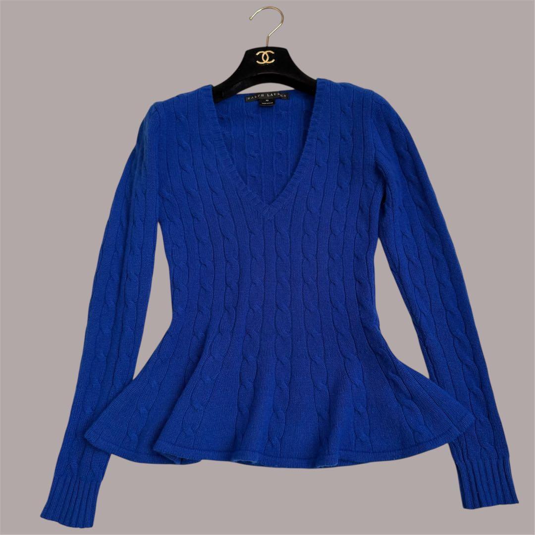 Ralph Lauren ♡ カシミヤ100% Vネック ケーブル編みニット ケーブルニット Vネック セーター （ニット・セーター）｜POLO RALPH