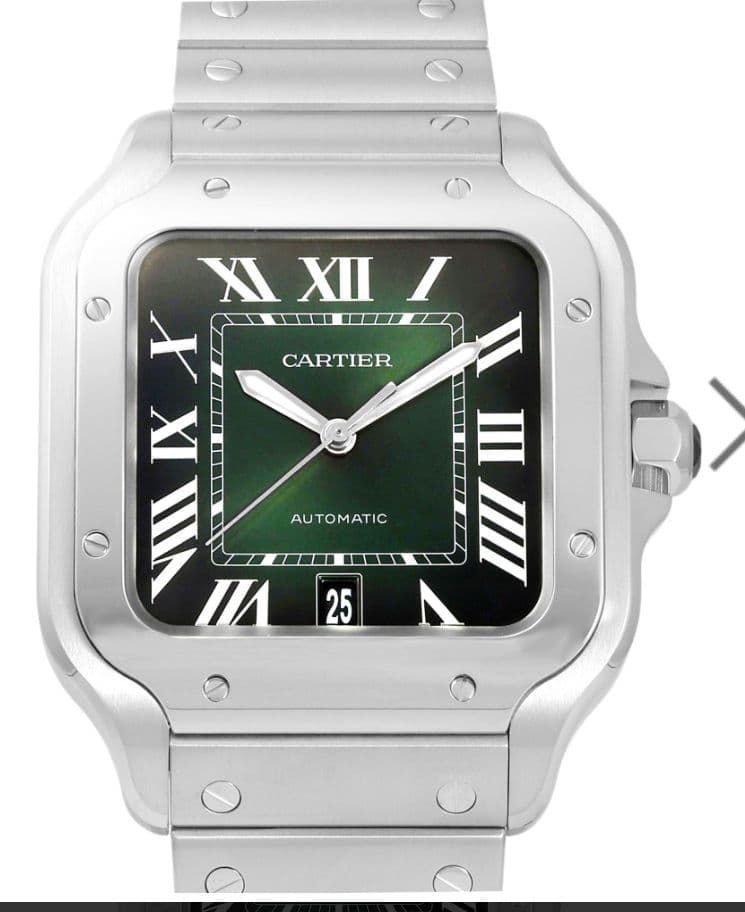 CartierサントスドゥカルティエLM用 替えブレス 緑色 クロコダイル