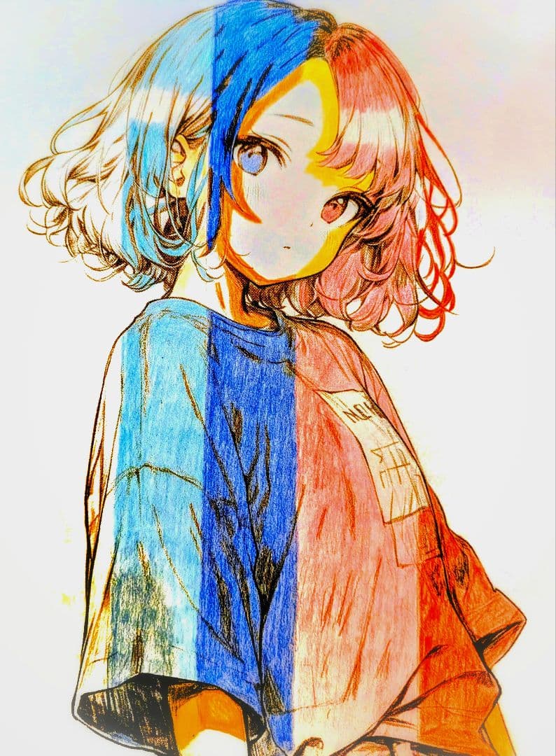 アニメスタイル手描き 色鉛筆画 - メルカリ