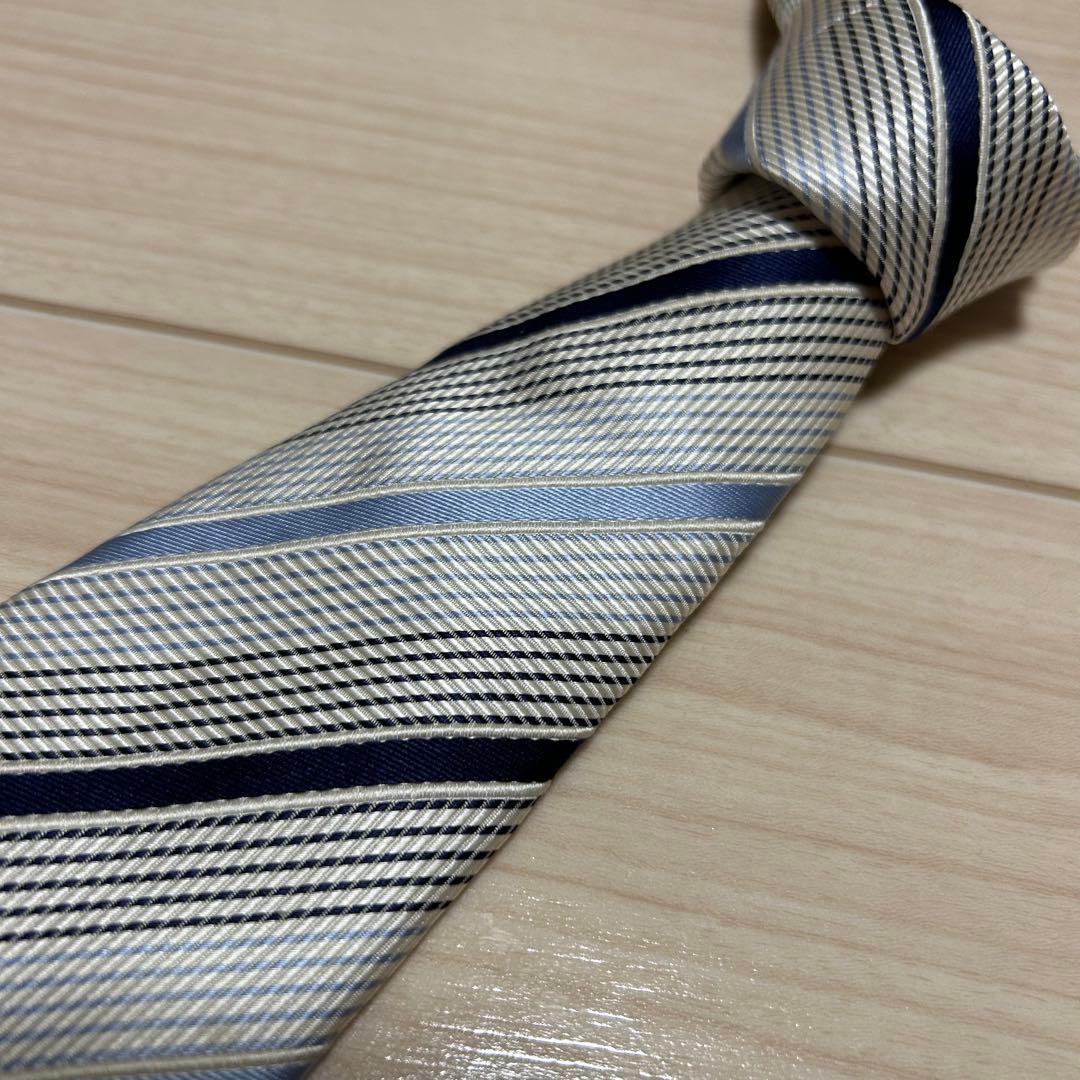 BURBERRY BLACK LABEL ストライプ シルク ネクタイ シルバー - メルカリ