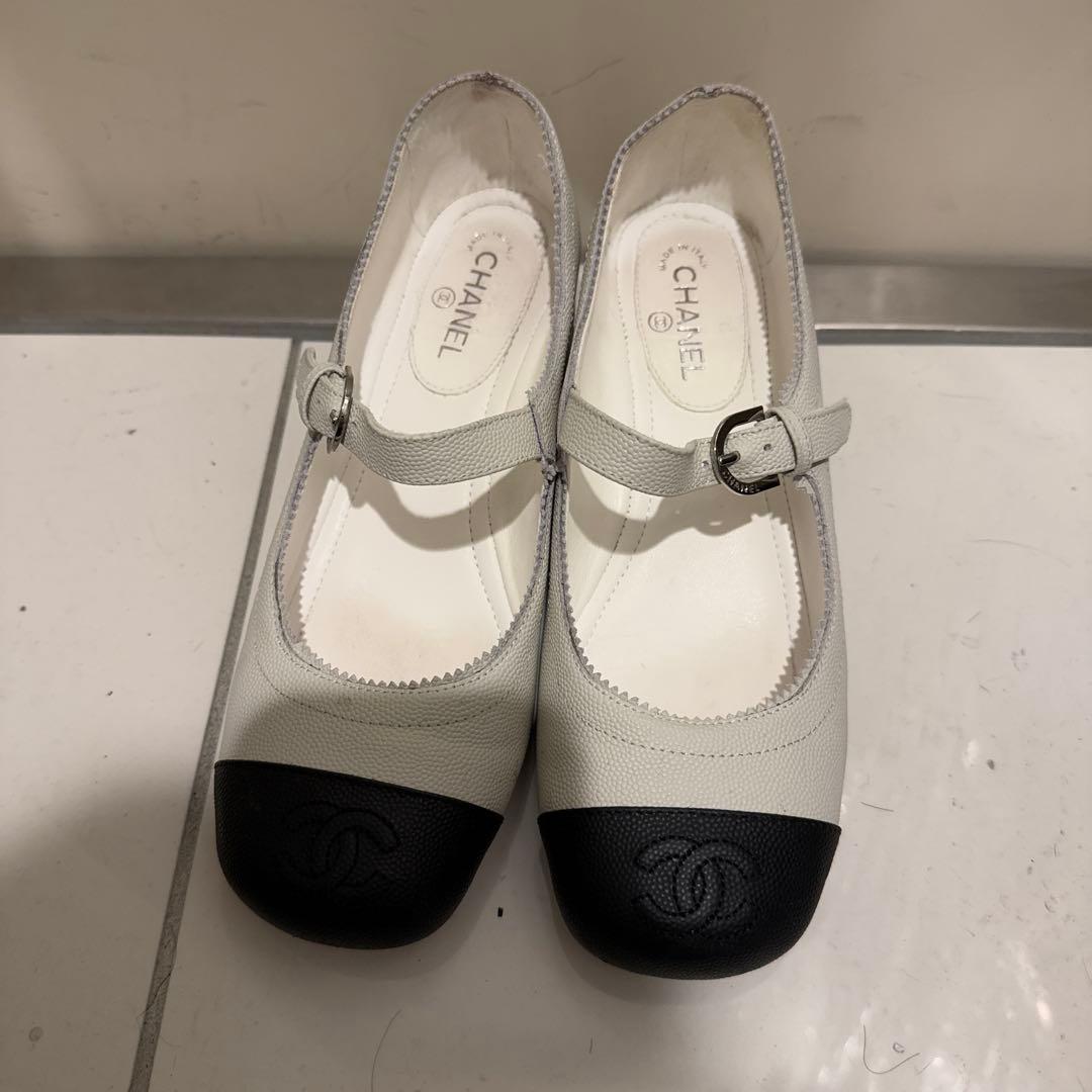 CHANEL バレエシューズ ホワイト/ブラック