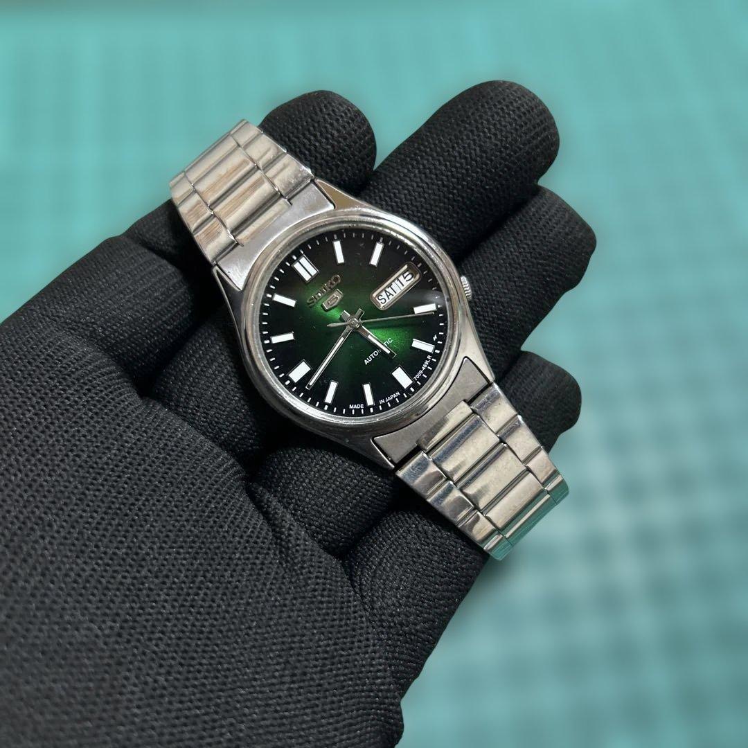 セイコー 自動巻き時計 グリーン文字盤 - メルカリ