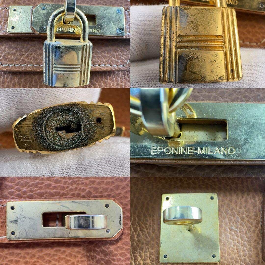 エポニーヌ レザー ハンドバッグ キャメル カデナ 南京錠 - メルカリ