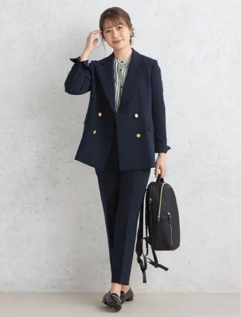 11月末までAOKI パウダリーストレッチツイル ダブルジャケット セットアップ アウトレット】パウダリーストレッチツイル ダブルジャケット 紺