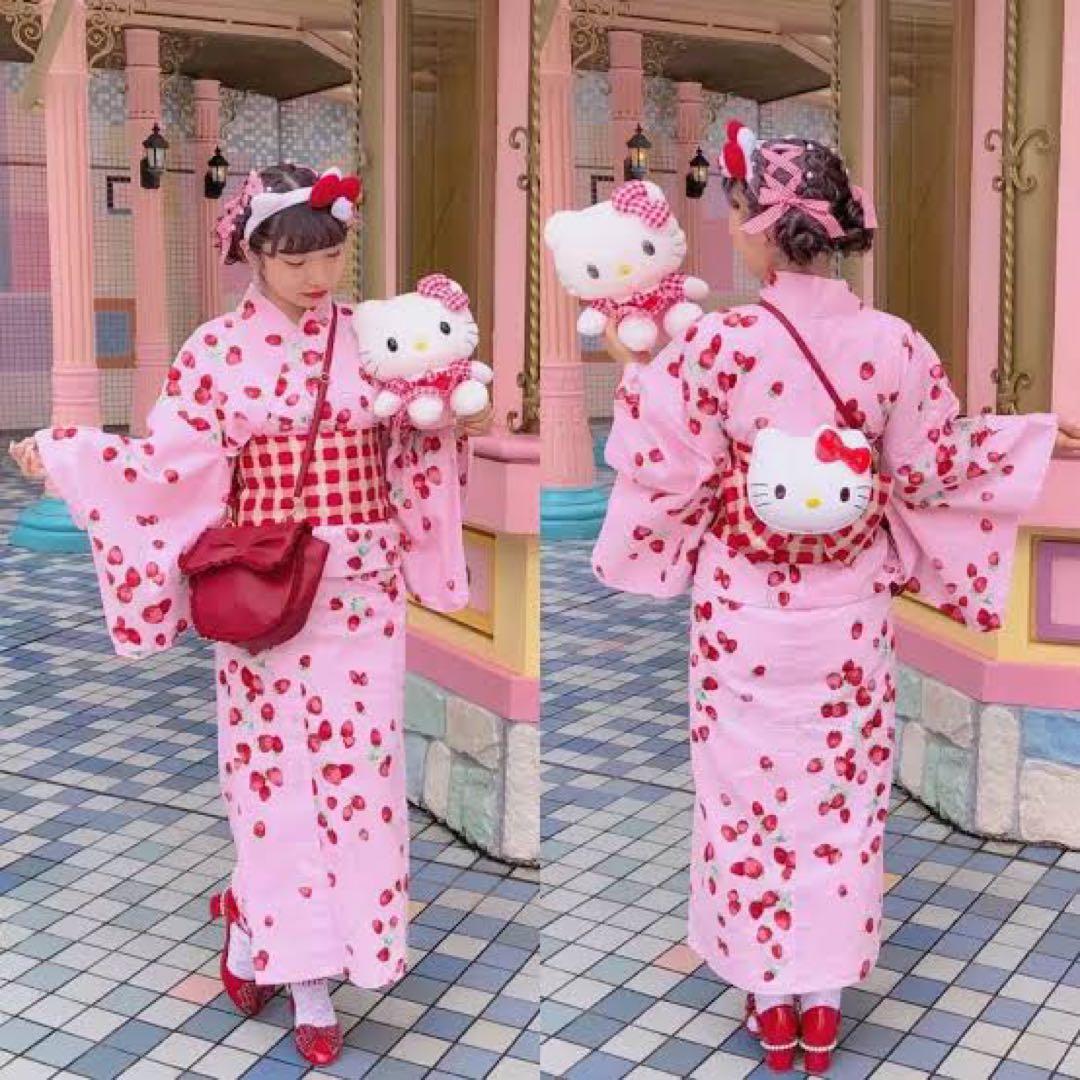 ハローキティ 浴衣 大人 M 苺 リボン キティ KITTY - メルカリ