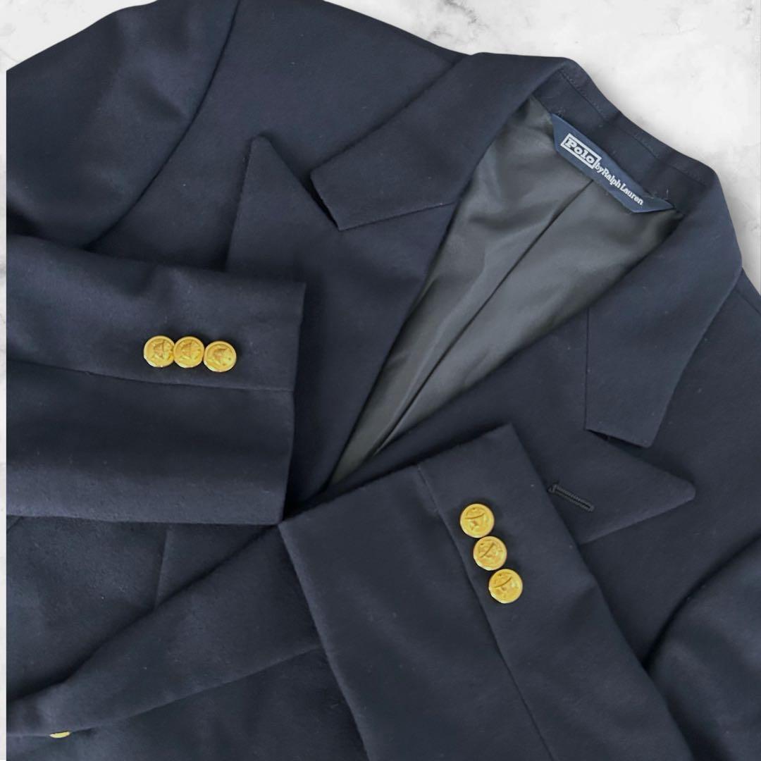 ポロバイラルフローレン 紺ブレ ダブル ジャケット 金ボタン ネイビー