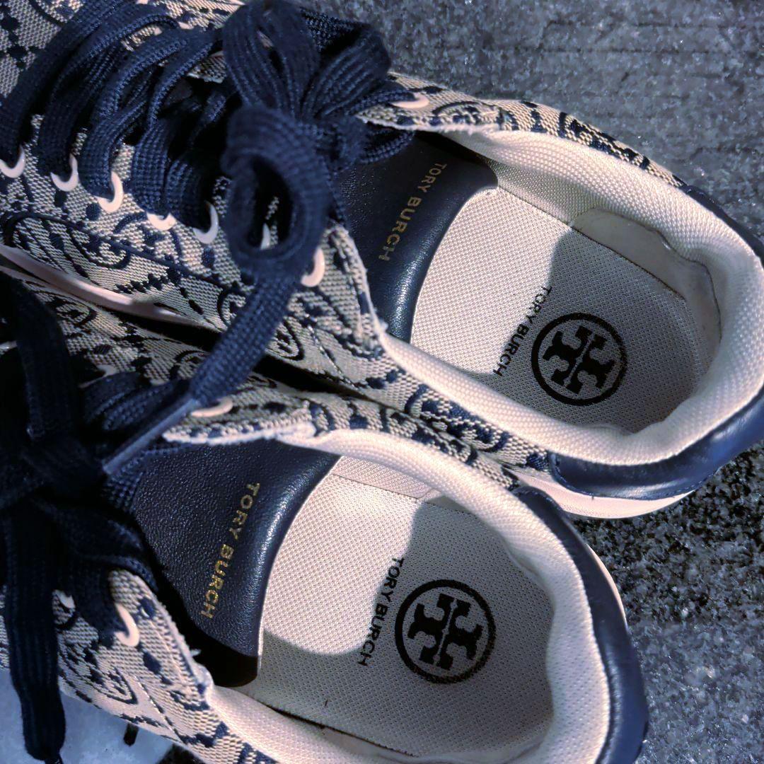 TORY BURCH トリーバーチ ロゴ モノグラム ネイビー 23.5cm