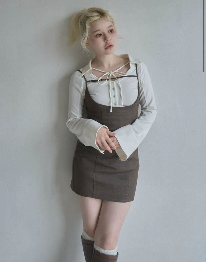 andmary アンドマリーBetty layered check dress - メルカリ