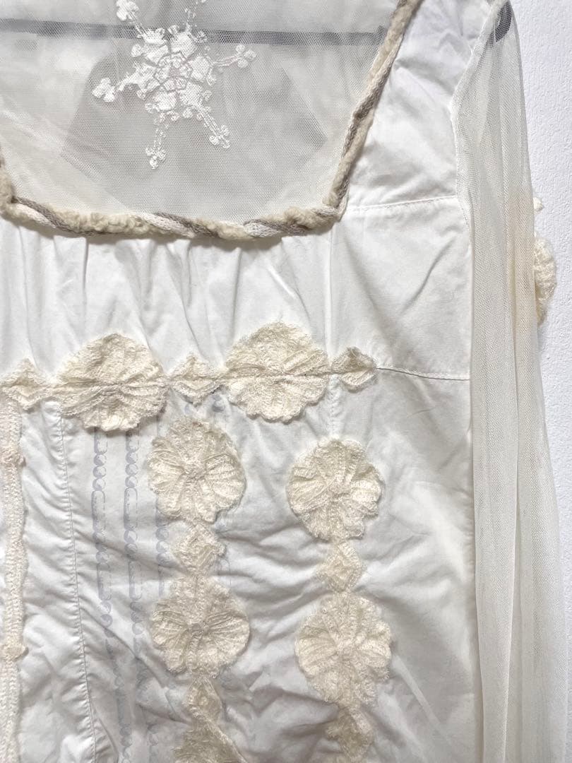 SAVE THE QUEEN 平成ギャルy2k レース長袖シャツ 白いカットソー