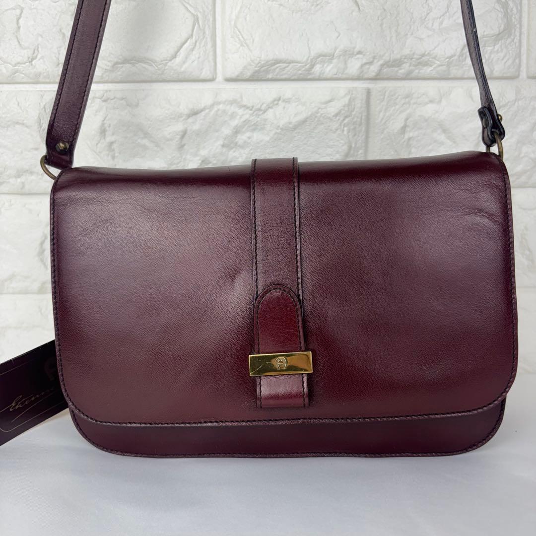 ✨極美品✨ AIGNER 本革 ショルダーバッグ バーガンディ - メルカリ