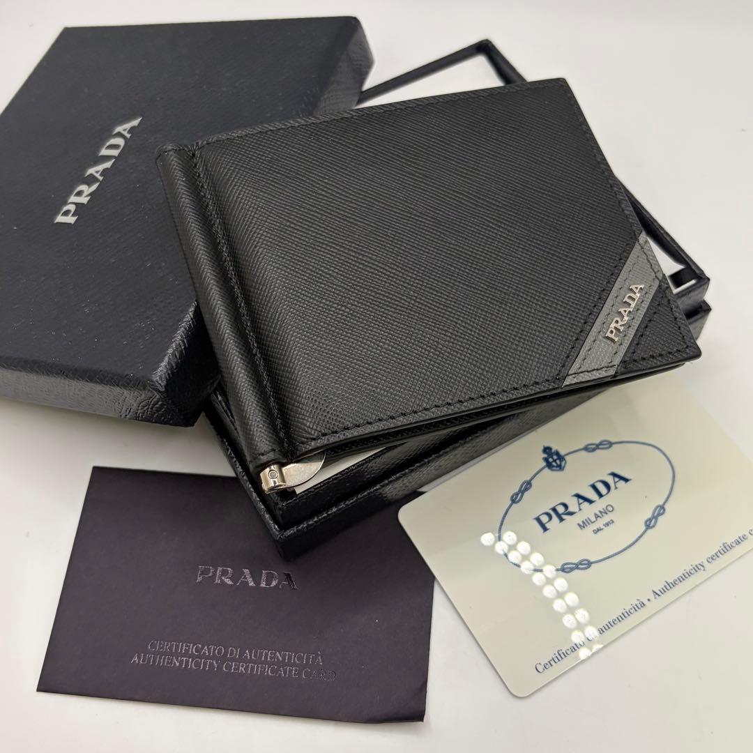 PRADA マネークリップ サフィアーノ 財布 2M1077 NERO 二つ折り - メルカリ