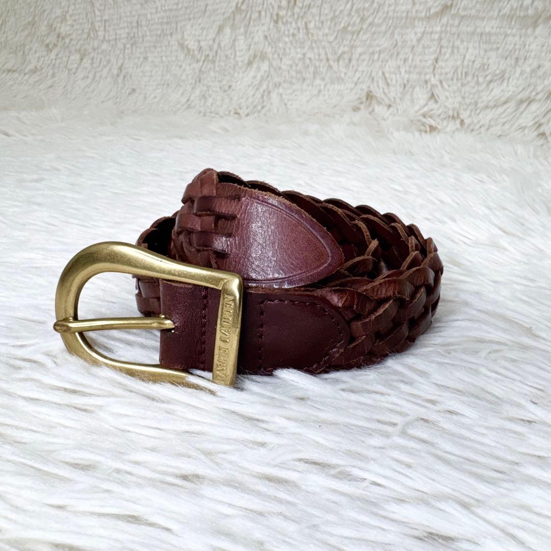 90s ラルフローレン レザーメッシュベルト ブラウン POLO - メルカリ