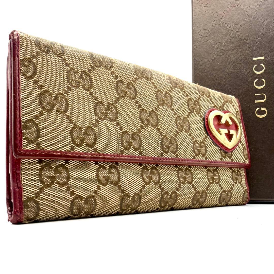 極美品✨GUCCI ラブリーハート GGキャンバス ゴールド金具 長財布