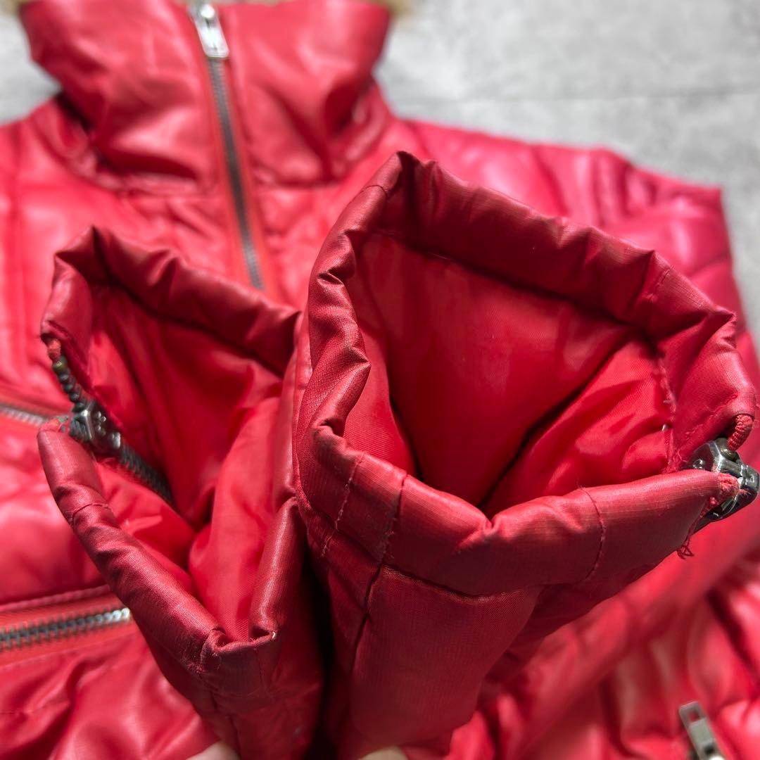 00s【archive】ギミック ファーダウンジャケット/Y2K/光沢/ギャル男