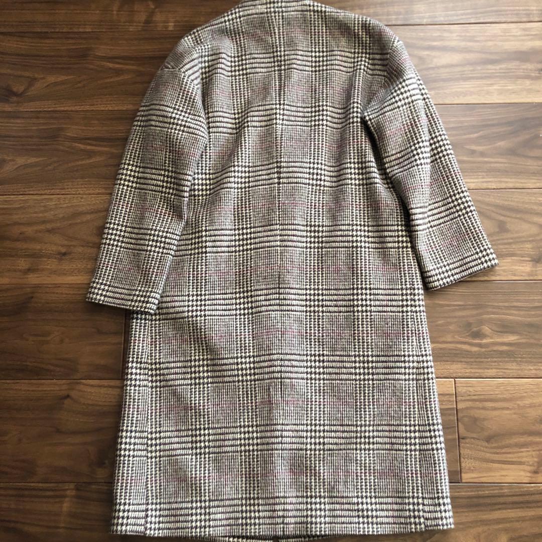 M♡様専用】allureville☆ノーカラー ロングコート グレンチェック柄