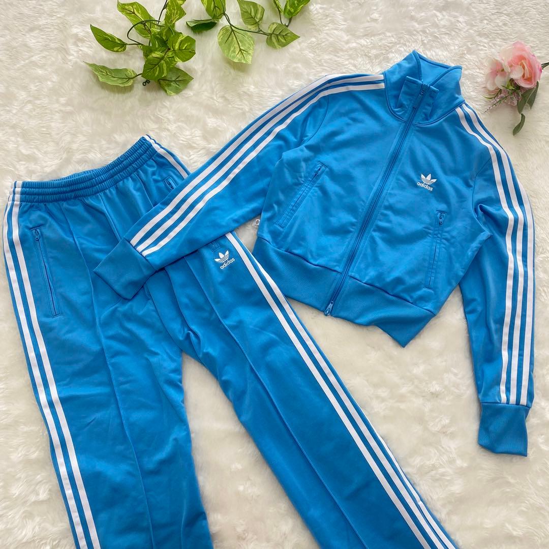 Adidasアディダストラックジャケットセットアップジャージ上下 スカイ