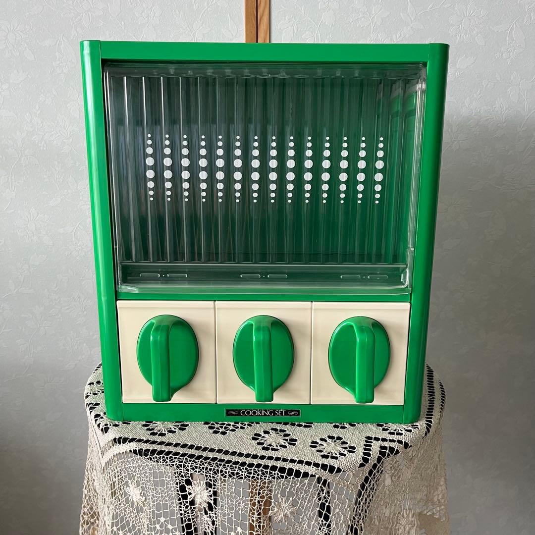 レトロポップ 調味料ラック グリーン レトロポップ！グリーンの飾り棚 引き出し付き vintage家具