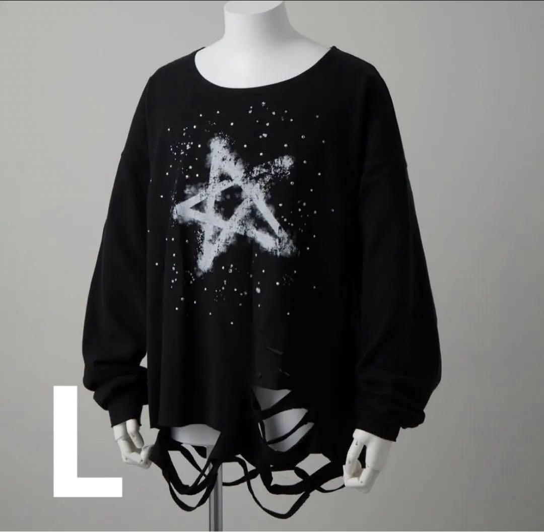 grancyロンT GRANCY】LinestoneDesign Graphic Damage LongTee / ラインストーン