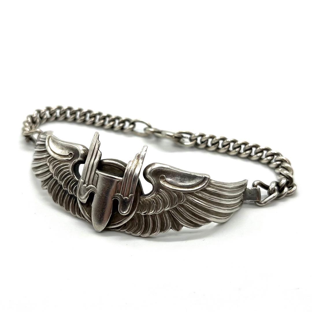【ヴィンテージ】WWⅡ US ARMY 陸軍航空隊ミリタリーシルバーブレスレット 1940s】R. Blackinton Co. U.S. Army WWII ID ブレスレット 《シルバー