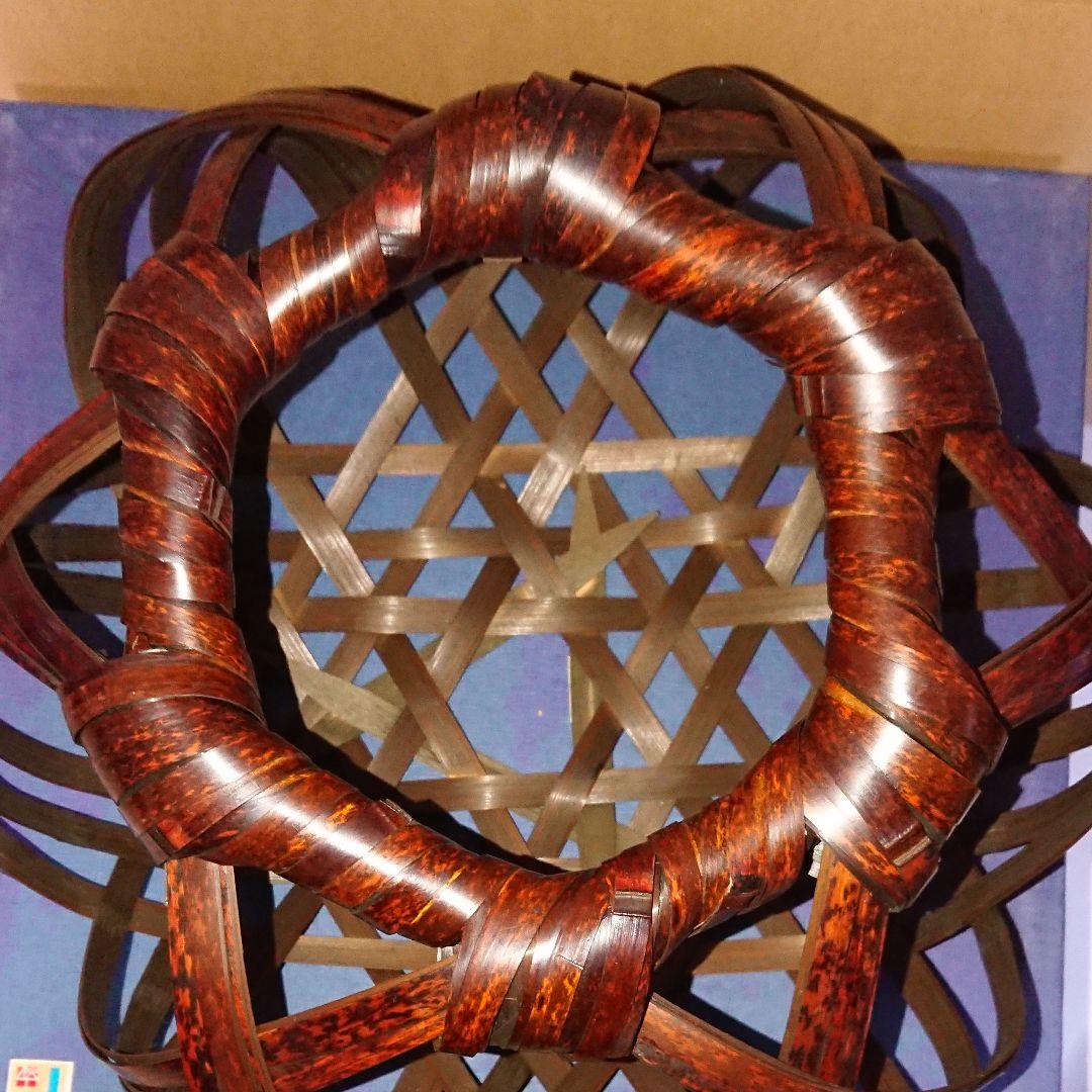 八木澤竹工房・四国産虎竹使用・亀甲盛籠・八木澤正氏作品・未使用品