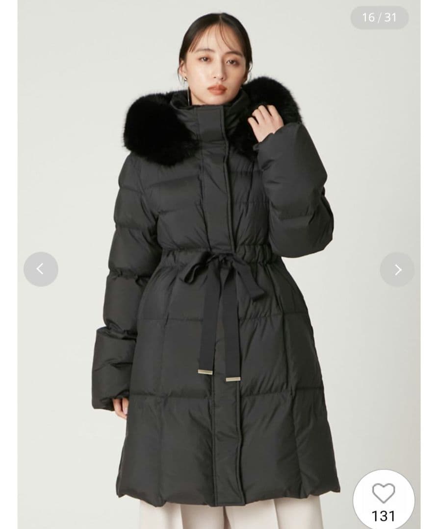 新品タグ付 フードファーロングダウンコート 黒 FRAY I.D - メルカリ