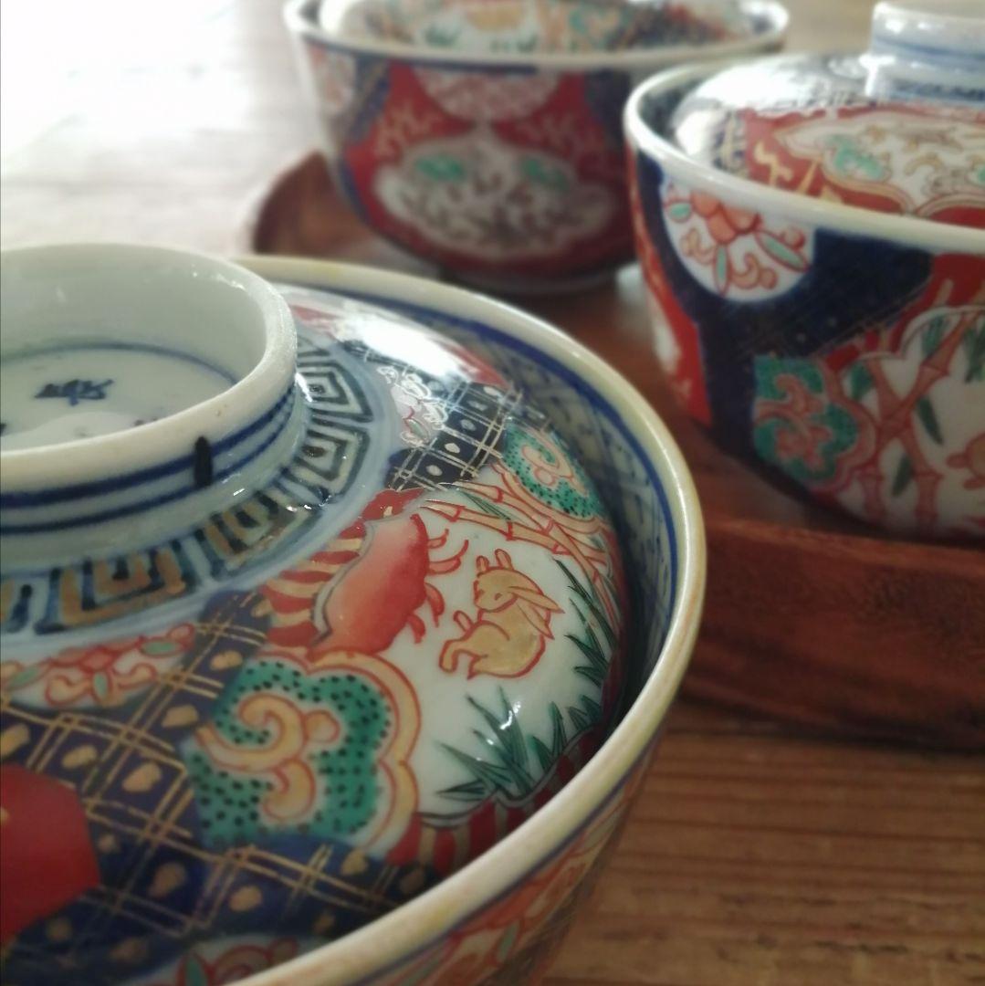 古伊万里 色絵 兎と龍 蓋茶碗 3客 - メルカリ