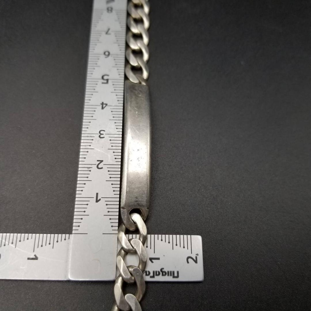 英国 ヴィンテージ IDタグ 長方形プレート 925 シルバー ブレスレット