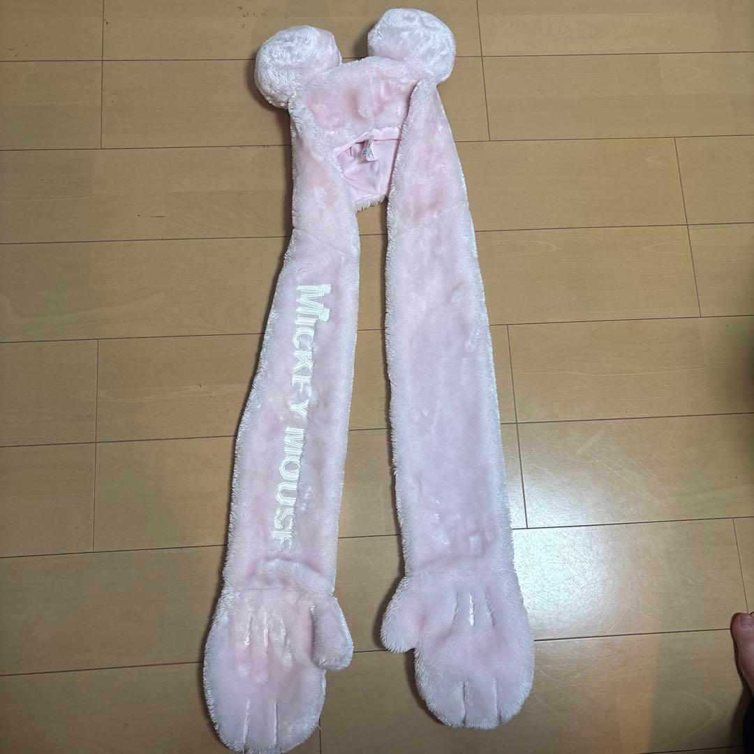 ディズニー ファンキャップ 耳付き マフラー ピンク - メルカリ