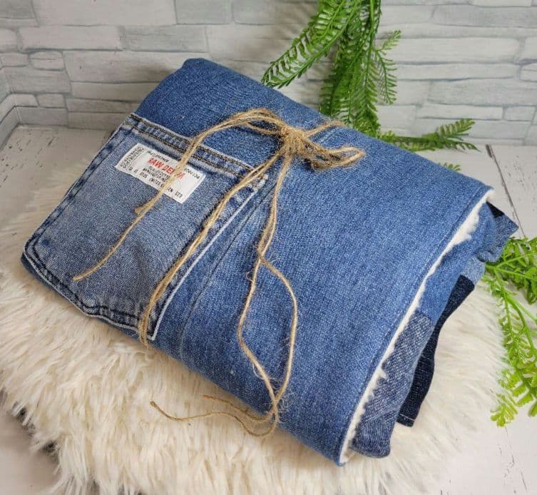 デニムリメイク] パッチワーク ブランケット Sサイズ №10 - メルカリ