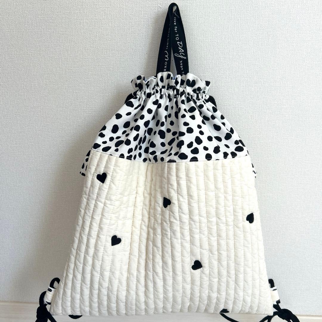 hrk　入園入学4点セット　【黒ハートヌビ×黒ダルメシアン】