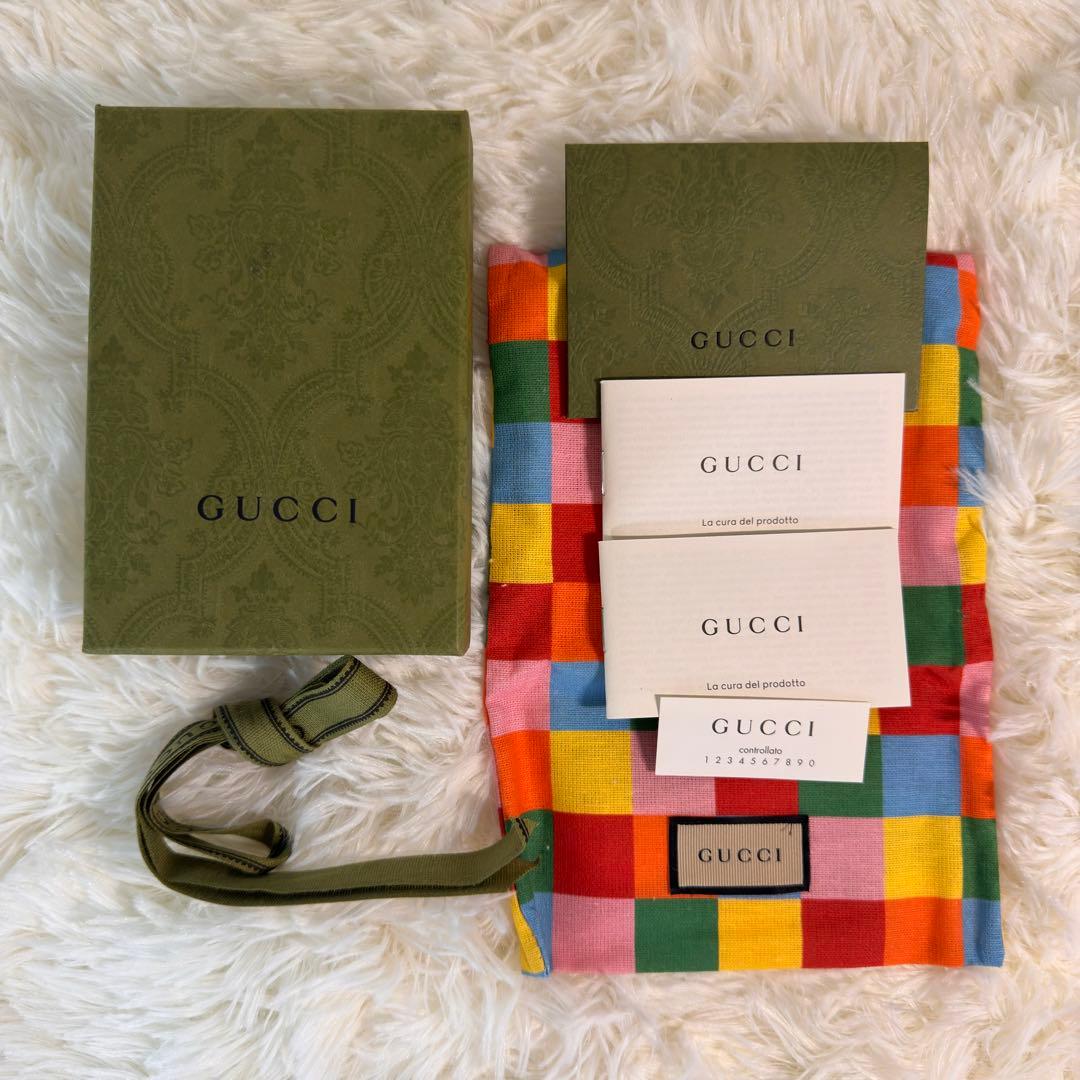 GUCCI グッチ 折り財布 青 キャンバス インターロッキング GG