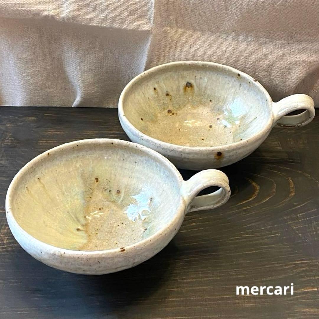 中村哲雄　薄灰　取っ手付きスープカップ 2個セット　作家もの 中村哲雄 薄灰 粉引 スープカップ 2個セット 作家もの - メルカリ