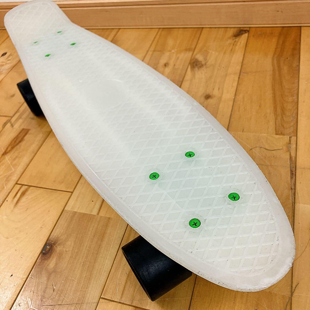 蓄光 penny スケートボード ミニクルーザーホワイト 蛍光イエロー22