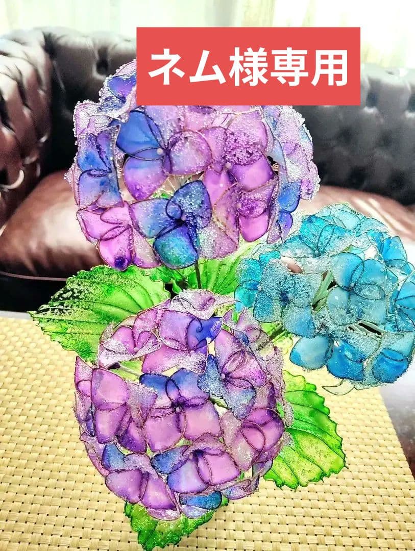 ネムアメリカンフラワー花瓶付き紫陽花と桜 0ee2ea58cf7be7db8f33745d18acf6