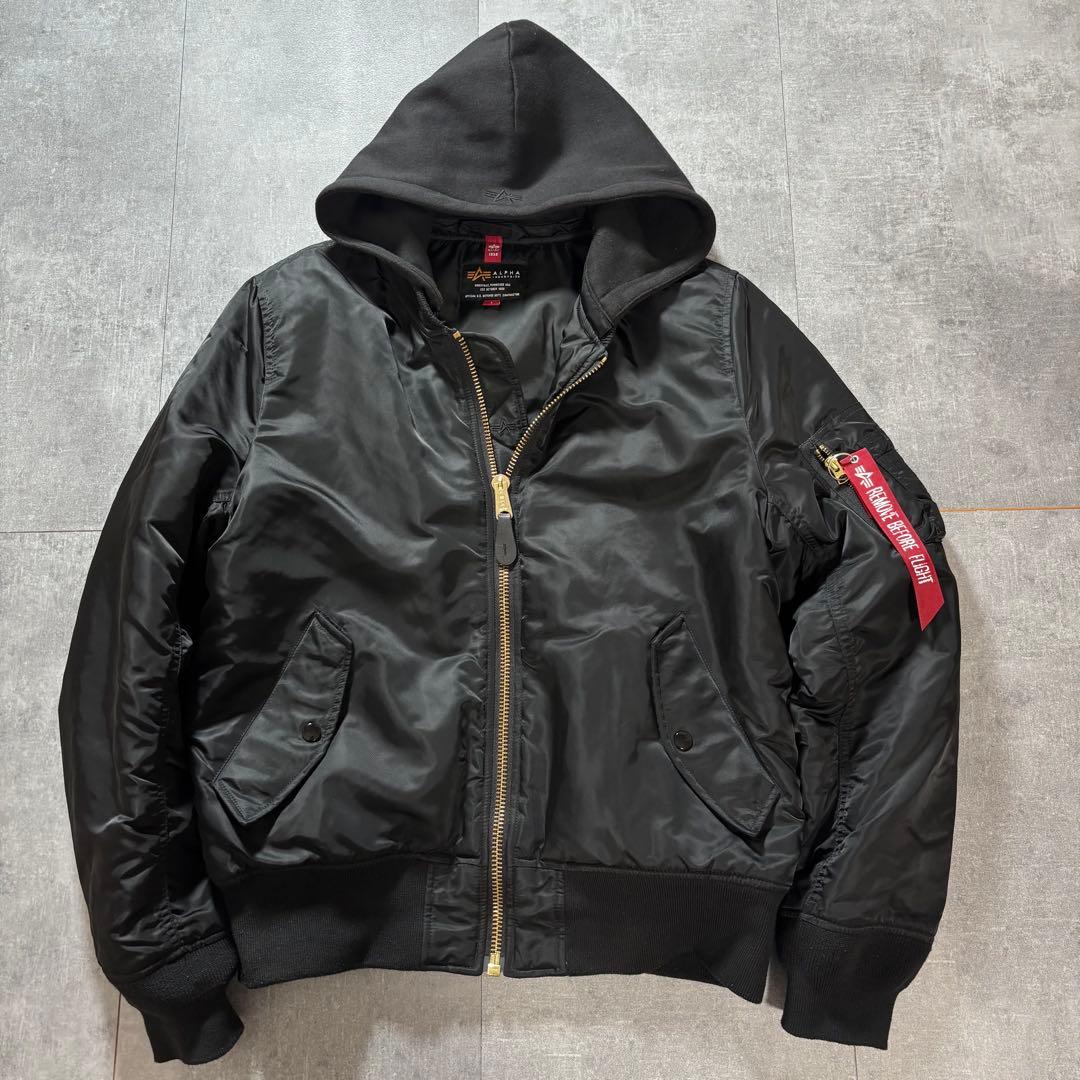 人気】ALPHA MA-1 フライトジャケット L 黒 フード 2WAY 短丈 - メルカリ