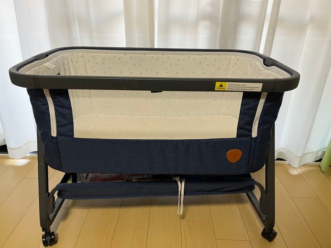 HZDMJ ネイビー ベビーベッド 星柄マットレス - メルカリ