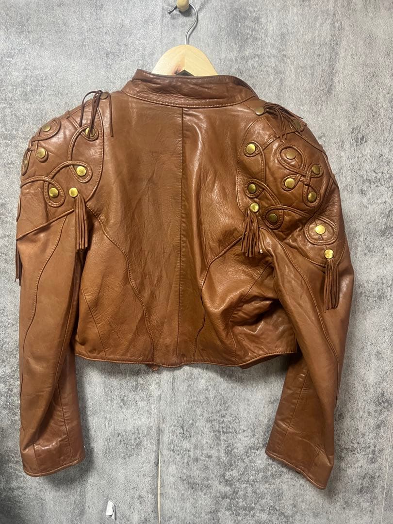 UK製ヴィンテージGapelle レザージャケット フリンジスタッズ本革ブラウン UK製ヴィンテージGapelle レザージャケット フリンジスタッズ本革