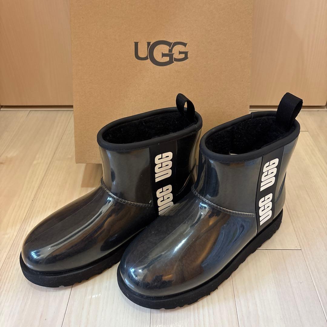 UGG アグ クラシッククリアミニ レインブーツ ブラック ムートンブーツ