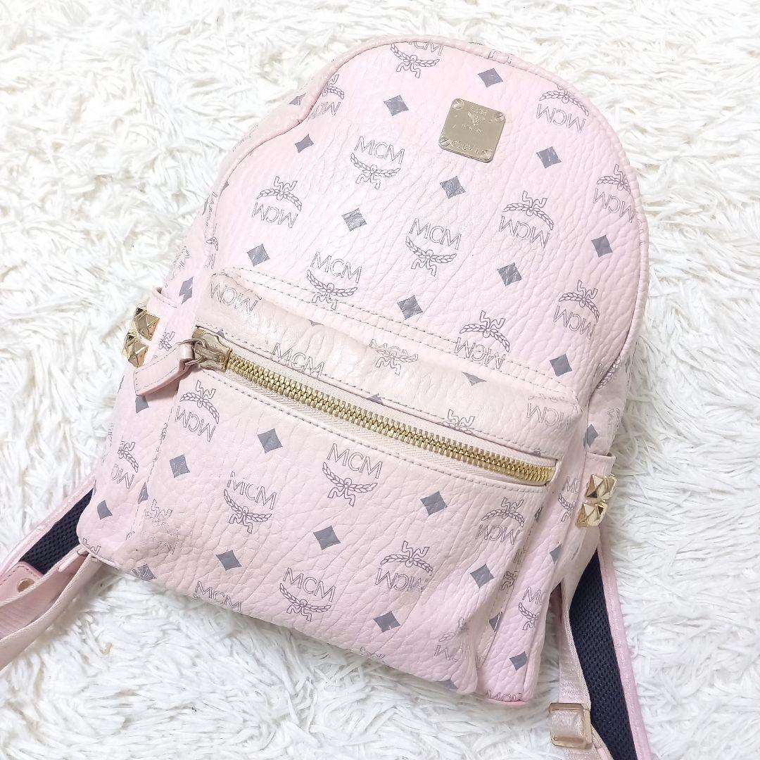 ○希少○ MCM リュック ヴィセトス スタッズ ゴールド パウダーピンク