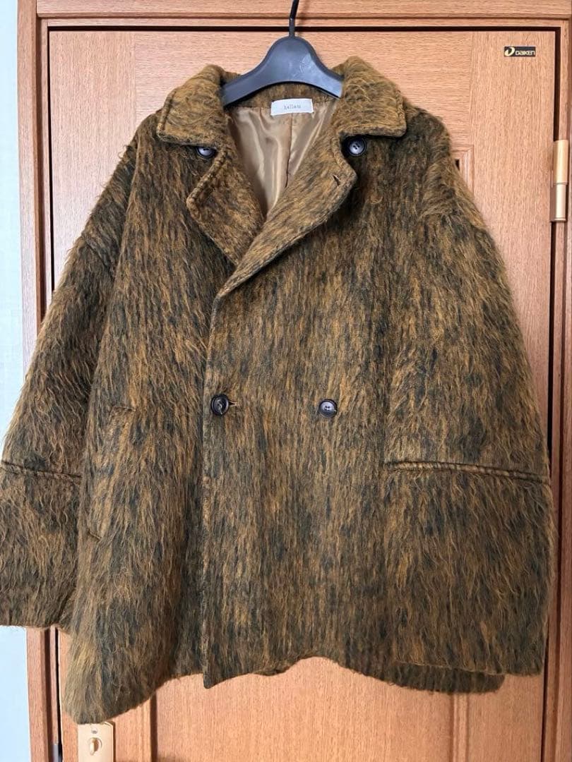 hellam シャギーミドルコート マスタード - メルカリ