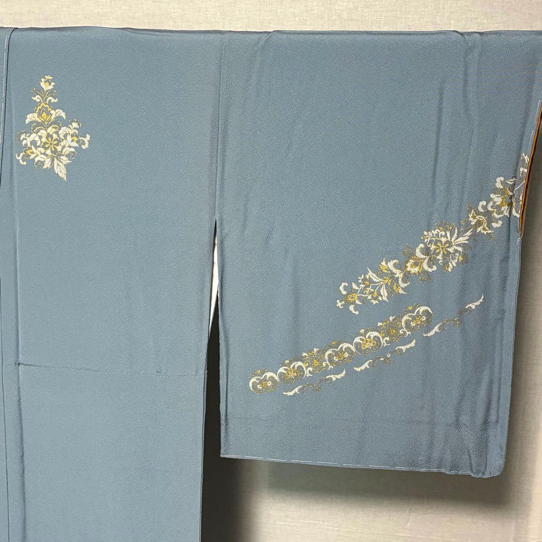 D80訪問着 丹下雄介 一つ紋 刺繍 正絹着物 袷 しつけ糸付き未使用極美