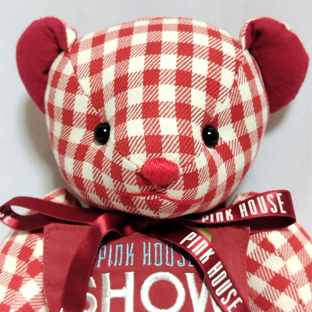 ピンクハウス 赤色 チェック くま ぬいぐるみ テディベア クマ