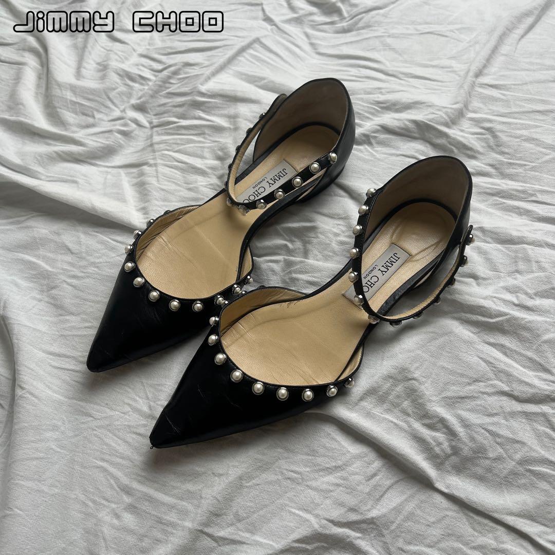 靴 JIMMY CHOO LEEMA FLAT Bing Pump Flat|Black Patent Leather Flats| JIMMY CHOO
