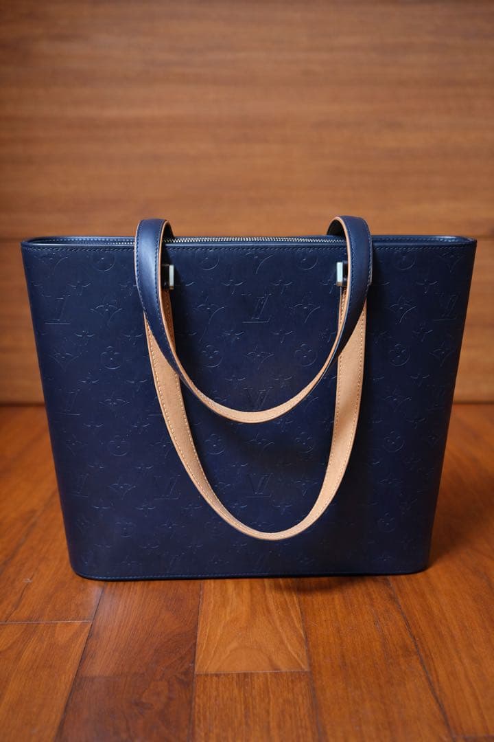 ネイビー レザー トートバッグ GUCCI - メルカリ