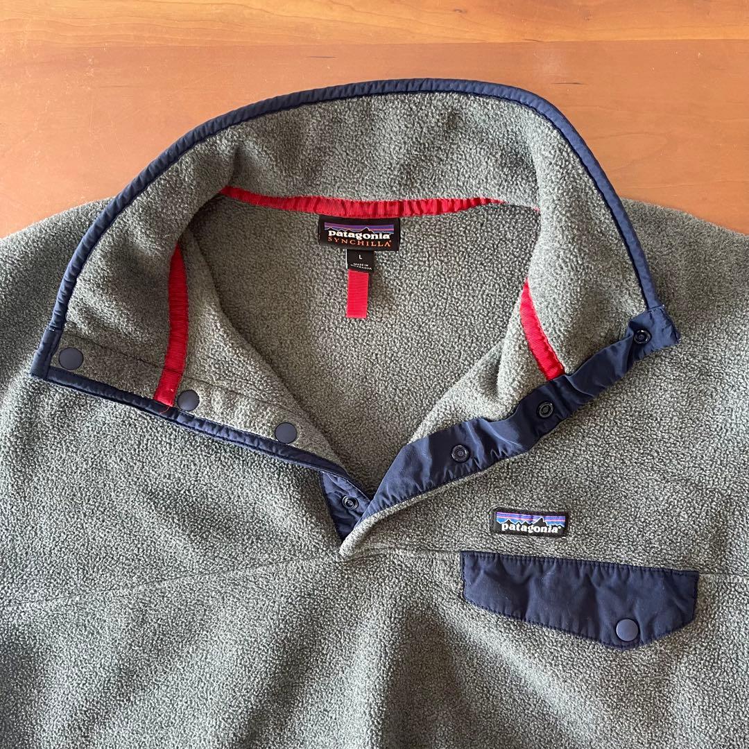 ☆Patagonia Patagonia Snap-Tフリースネイビー×グレー メンズL柴田