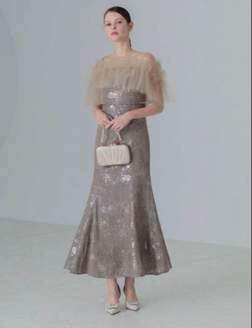 Leja チュールフリルボレロペイントマーメイドワンピースドレス S Leja｜LEJA-チュールフリルボレロペイントマーメイドワンピースドレス