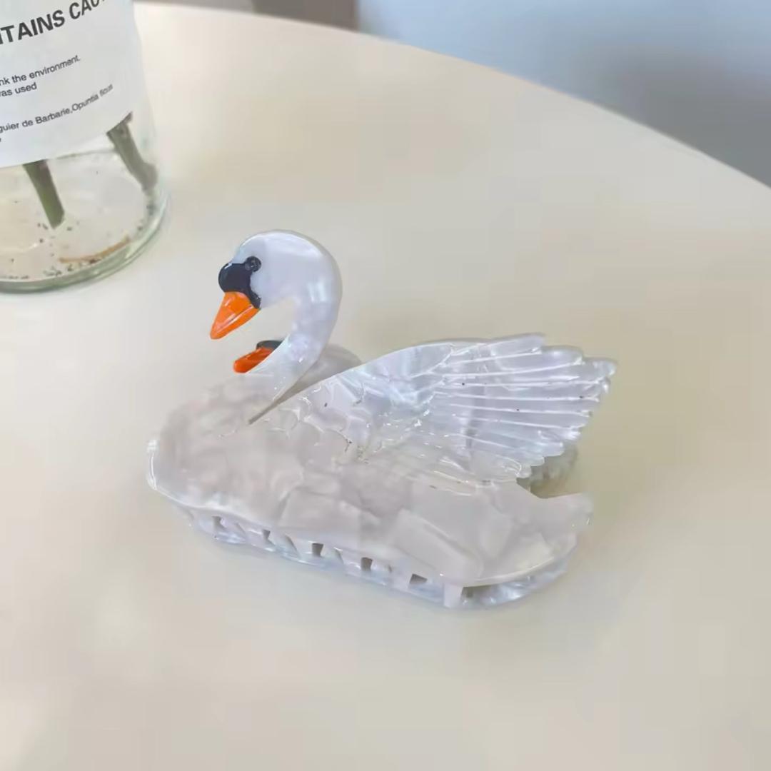 スワン 白鳥 鳥 ヘアクリップ ヘアアクセサリー バレッタ 髪留め