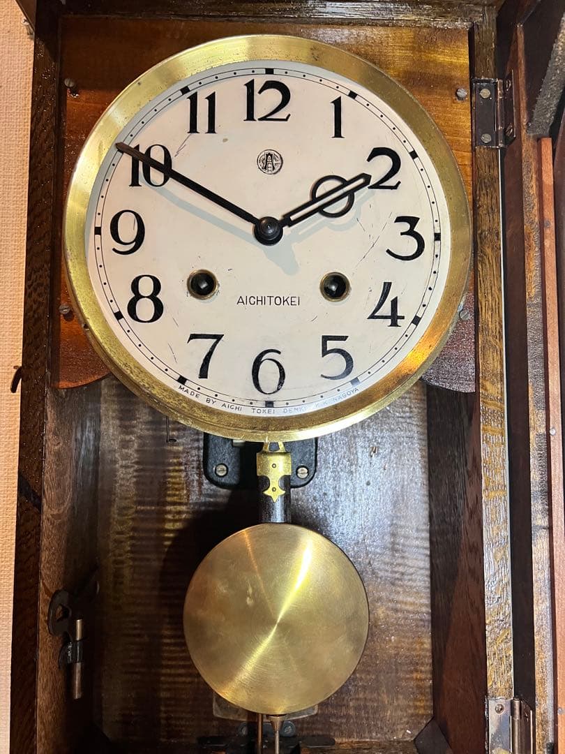 愛知AICHI時計振り子時計ゼンマイ掛け時計柱時計ボンボン時計古時計